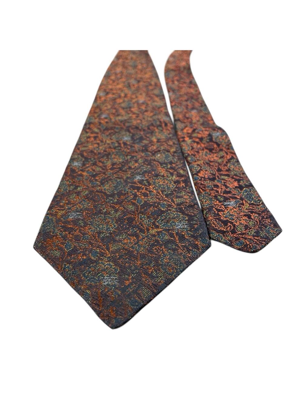 Vintage Burberrys Silk Tie Floral Iridescent Multicolor USA Designer 90s
